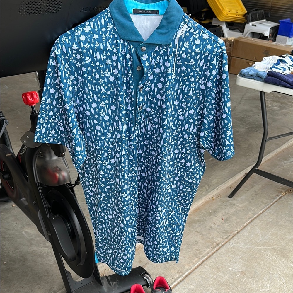 Greyson Blue and White Polo Shirt